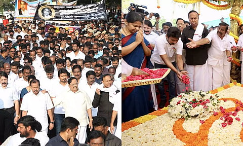 அண்ணா நினைவு நாள்: தி.மு.க. அமைதி பேரணி - நினைவிடத்தில் மரியாதை