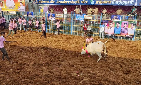 தருமபுரி அருகே ஜல்லிகட்டு விழாவில் சீறிபாய்ந்த காளைகள்