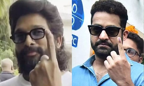 அல்லு அர்ஜுன், ஜூனியர் என்.டி.ஆர். ஓட்டு போட்டனர்