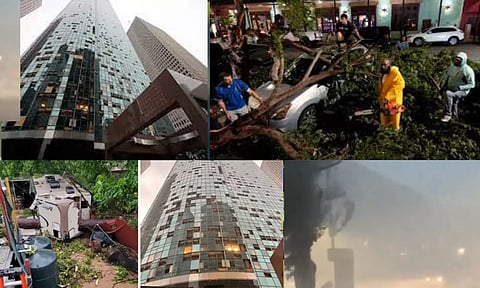 அமெரிக்காவில் புயலில் சிக்கி 4 பேர் பலி.. சூறைக்காற்றில் தரைமட்டமான கட்டடங்கள் (வீடியோ)