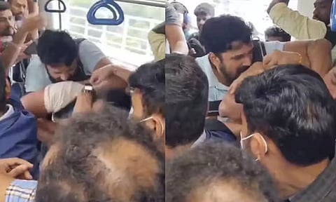 மெட்ரோ ரெயிலில் சண்டை போட்ட பயணிகள்- வீடியோ
