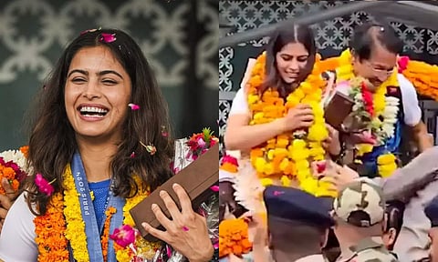 டெல்லி வந்திறங்கிய மனு பாக்கர்... நூற்றுக் கணக்கானோர் கூடி உற்சாக வரவேற்பு - வீடியோ