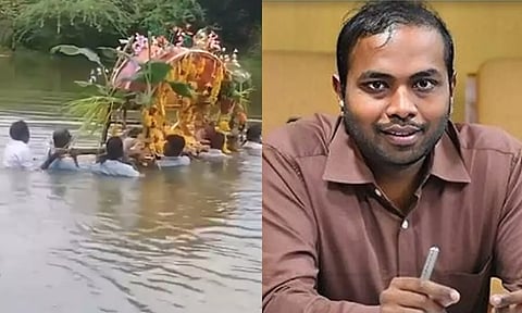 வாய்க்காலில் நீந்தியபடி சடலத்தை கொண்டு சென்று அடக்கம்- பாலம் கட்ட நிதி ஒதுக்கீடு