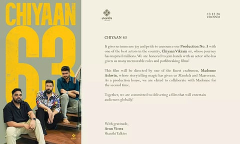 Chiyaan 63 : மாவீரன் இயக்குனருடன் கைகோர்க்கும் விக்ரம் வெளியான அதிரடி அப்டேட்