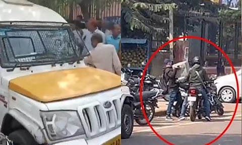 ஏ.டி.எம்.-ல் பணம் நிரப்ப சென்ற ஊழியர் மீது துப்பாக்கிச்சூடு- பணப்பெட்டியை தூக்கிச்சென்ற கொள்ளையர்கள்