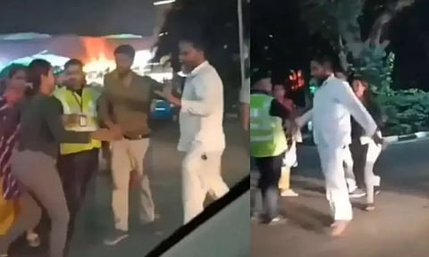 விமானத்தை தவறவிட்டதால் டாக்சி டிரைவரை தாக்கிய பெண்- வீடியோ