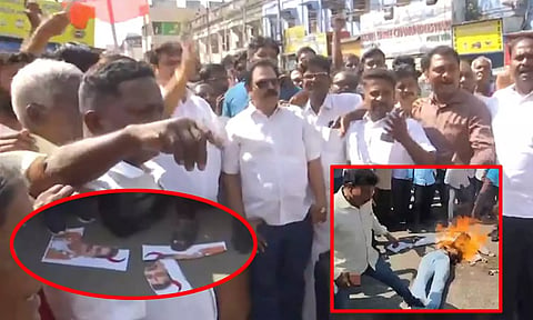 மத்திய கல்வி அமைச்சர் தர்மேந்திர பிரதானுக்கு எதிராக சென்னையில் திமுகவினர் போராட்டம்
