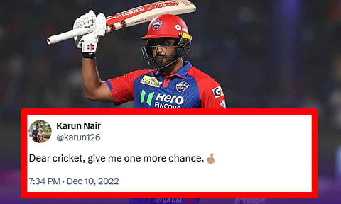 எனக்கு இன்னொரு வாய்ப்பு கொடுக்கமுடியுமா! - கருண் நாயரின் பழைய எக்ஸ் பதிவு இணையத்தில் வைரல்