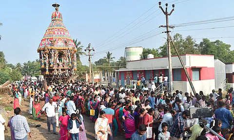 சிங்கிரிகுடி லட்சுமி நரசிம்மர் கோவிலில் தேரோட்டம்