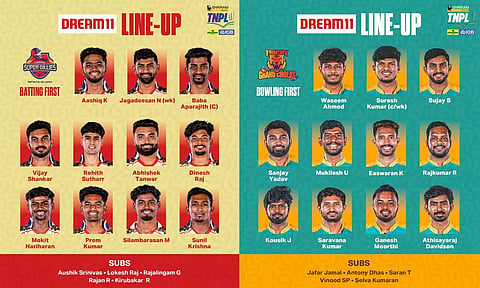 டிஎன்பிஎல் 2025: சேப்பாக் சூப்பர் கில்லீஸ்க்கு எதிராக திருச்சி பந்து வீச்சு தேர்வு