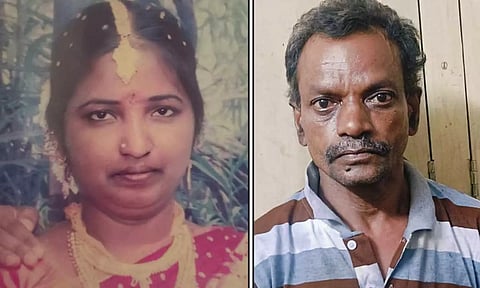  கொலை செய்யப்பட்ட விஜயாவை காணலாம். கொலையாளி மோகன்.