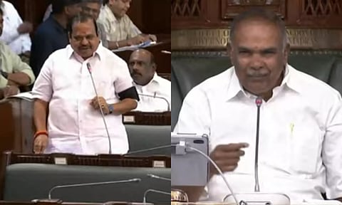 கருப்பு பட்டை அணிந்து வந்த அ.தி.மு.க. எம்.எல்.ஏ.க்கள் - சபாநாயகர், அமைச்சர் ரகுபதி கிண்டல்