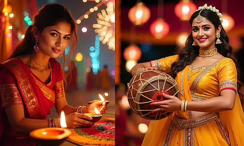 தீபாவளி ட்ரெண்டிங்கில் உள்ள லேடிஸ் உடைகள்!