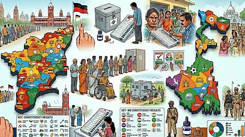 തമിഴ്നാട്ടിലും ബംഗാളിലും വോട്ടെടുപ്പ് പുരോഗമിക്കുന്നു, ആദ്യ മണിക്കൂറുകളിൽ കനത്ത പോളിങ്; ആരാകും കറുത്ത കുതിര?