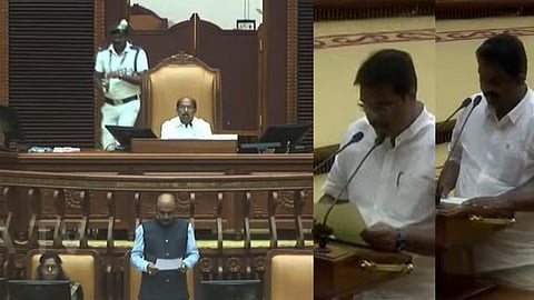 'സഗൗരവം' കുഞ്ഞികൃഷ്ണന്, പിണറായിയ്ക്ക് കൈകൊടുത്ത് ഗോവിന്ദന്; സത്യപ്രതിജ്ഞ ചെയ്ത്
എംഎൽഎമാർ, സ്പീക്കർ തിരഞ്ഞെടുപ്പ് നാളെ