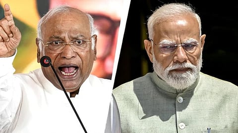 'ആർഎസ്എസ് ആശയങ്ങൾ നിലനിൽക്കുന്നിടത്തോളം ഇന്ത്യയിൽ സമാധാനം ഉണ്ടാകില്ല'; ആഞ്ഞടിച്ച് ഖാർഗെ, 'മോദിയിൽ' വിവാദം