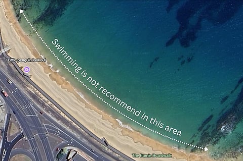 West Beach West near the playground is closed to swimmers.