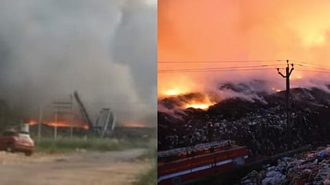 ബ്രഹ്മപുരം മാലിന്യ പ്ലാന്റിൽ വൻ തീപിടുത്തം: തീയണയ്ക്കാനുള്ള ശ്രമം തുടരുന്നു