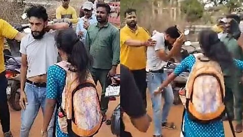 അപമര്യാദയായി പെരുമാറി; ജനക്കൂട്ടം നോക്കി നിൽക്കെ യുവാവിനെ ചെരിപ്പൂരിയടിച്ച് കോളെജ് വിദ്യാർഥിനി