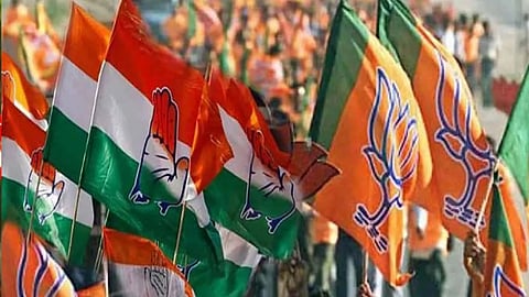 congress - bjp flags