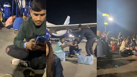 വിമാനം വൈകിയത് മണിക്കൂറുകളോളം; റൺവേയിൽ 'ഡിന്നർ' കഴിച്ച്, വിശ്രമിച്ച് യാത്രക്കാർ!| Video