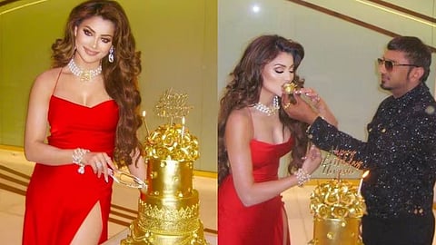 Urvashi Rautela cuts 24 carat gold cake gifted by Honey Singh on her 30th birthday