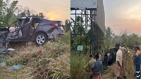 പാലക്കാട് കണ്ണനൂരിൽ കാർ പരസ്യ ബോർഡിൽ ഇടിച്ചു മറിഞ്ഞു; ഒരു മരണം