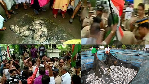 periyar fisherman protest in front of pollution control board office