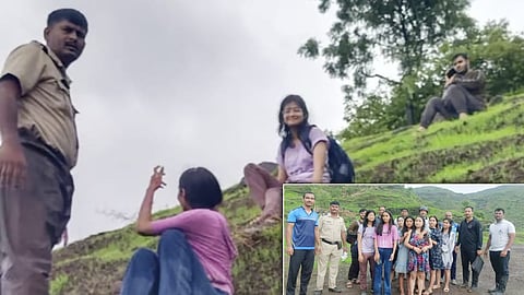 Police and fire force rescued 9 students who went trekking and got stuck on top of the mountain
