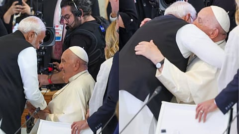 g7 summit pm modi embrace pope francis