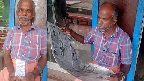 Kottaikkal Thomas who writes letters upside down for physically challenged persons