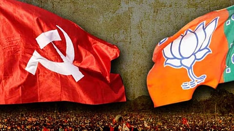 cpm flag and bjp flag