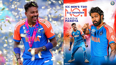Hardik tops the icc all-rounder rankings