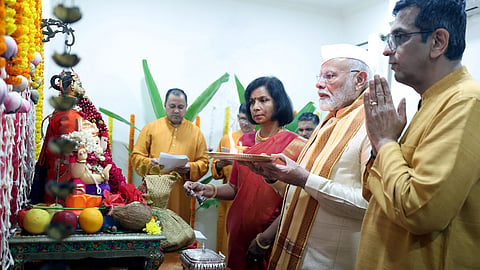 PM Narendra Modi takes part in the Ganapati Puja at CJI residence