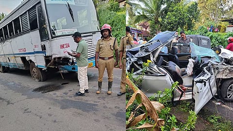 KSRTC bus collides with car; A tragic end for an engineering student
