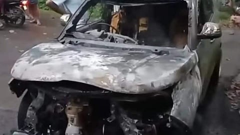 The car was destroyed by fire