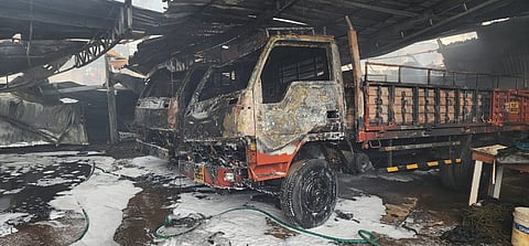 fire breaks out at a bed company godown in kalamassery