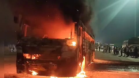 sleeper bus with 70 on board catches fire