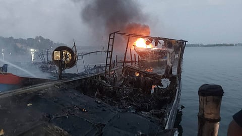 BOAT FIRE ACCIDENT AT KOLLAM