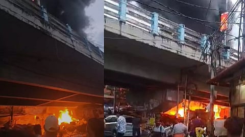 massive fire breaks out at akrikada near pullepadi bridge