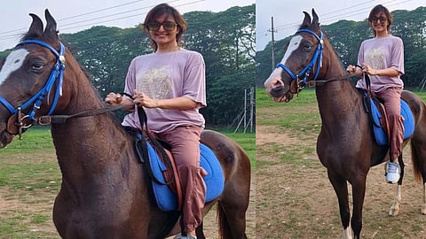 manju warrier horse ride practice in aluva manappuram