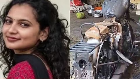 Two young women arrested for burning policeman's bike