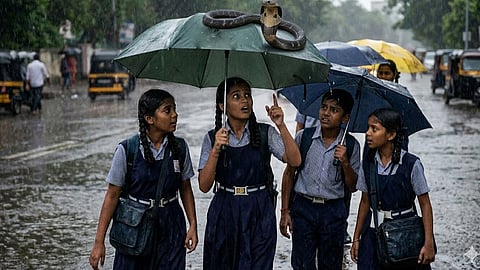 cobra fell on top of the students umbrella escaped