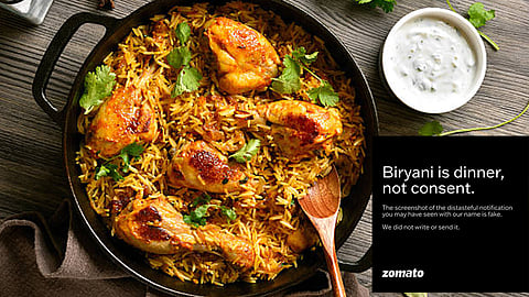 zomato clarifies fake notification screenshot on biryani controversy