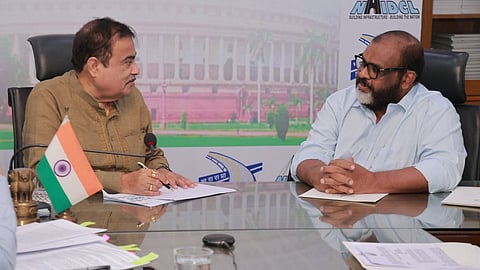 Transport Minister C.P. John meets Union Transport Minister Nitin Gadkari