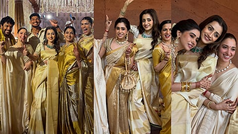 Trisha looks beautiful in a kasav at the wedding; Vijay didn't come
