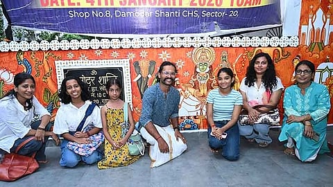The mural displayed at the Kharghar Kerala Samajam office is attracting attention.