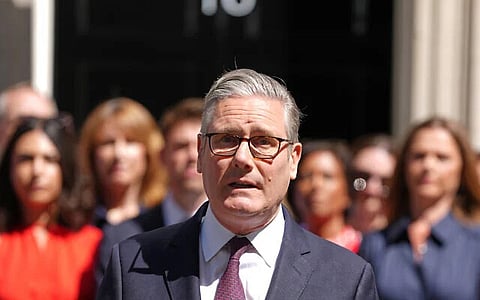 Britain's outgoing Prime Minister Keir Starmer delivers his farewell speech from 10 Downing Street in London on July 20, 2026.