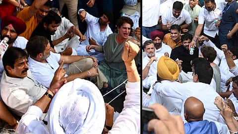 rahul gandhi and priyanka gandhi detained delhi police protest pm residence