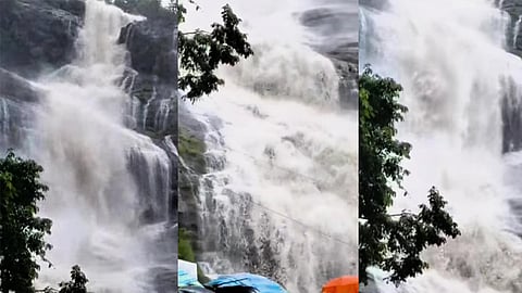 Cheeyappara Waterfalls overflowing; many arrive to enjoy the sight